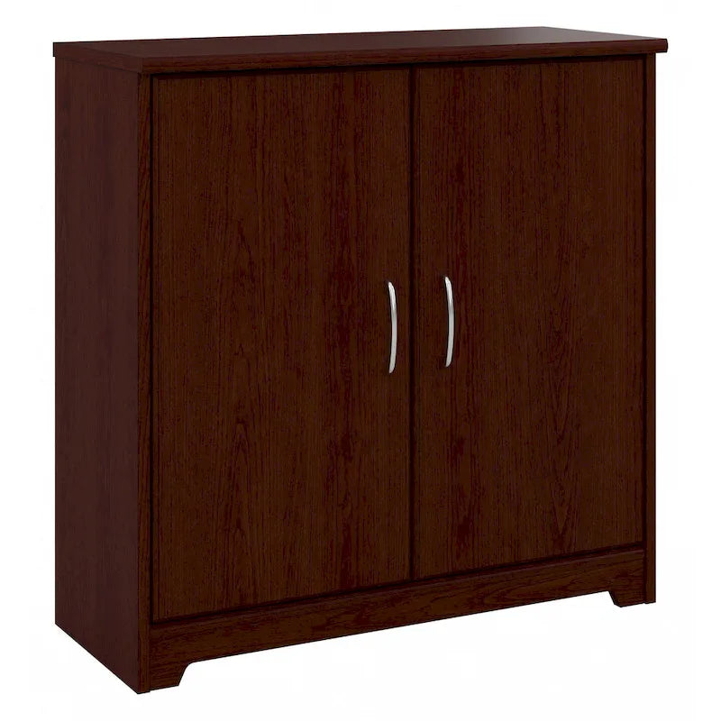 Petit meuble de rangement à 2 portes avec étagère réglable et poignées métalliques