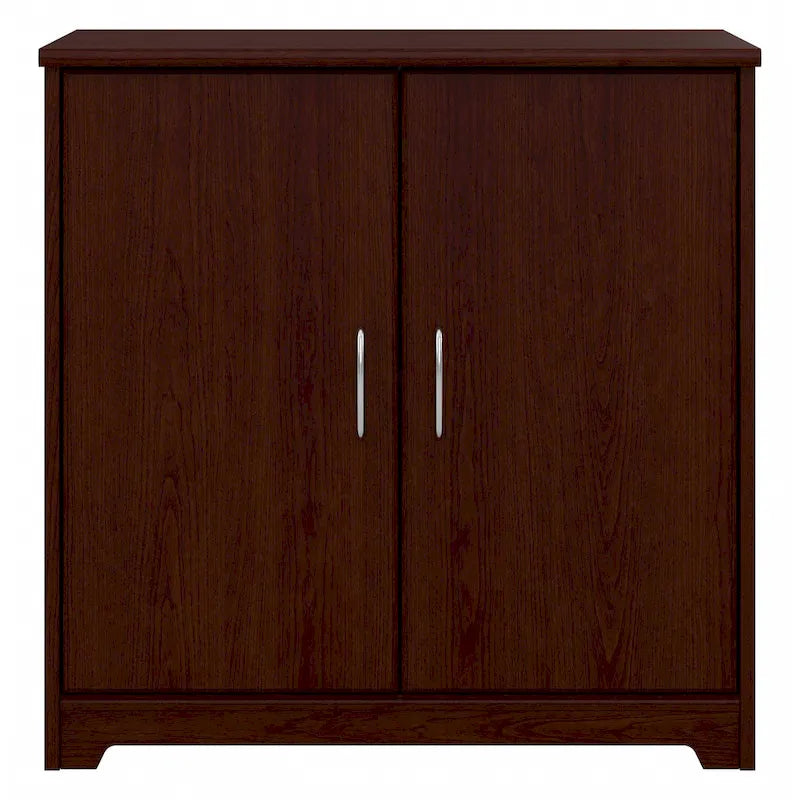 Petit meuble de rangement à 2 portes avec étagère réglable et poignées métalliques