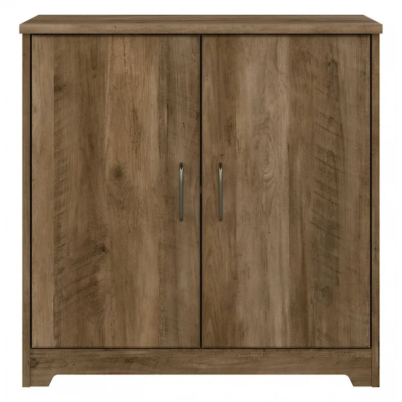 Petit meuble de rangement à 2 portes avec étagère réglable et poignées métalliques