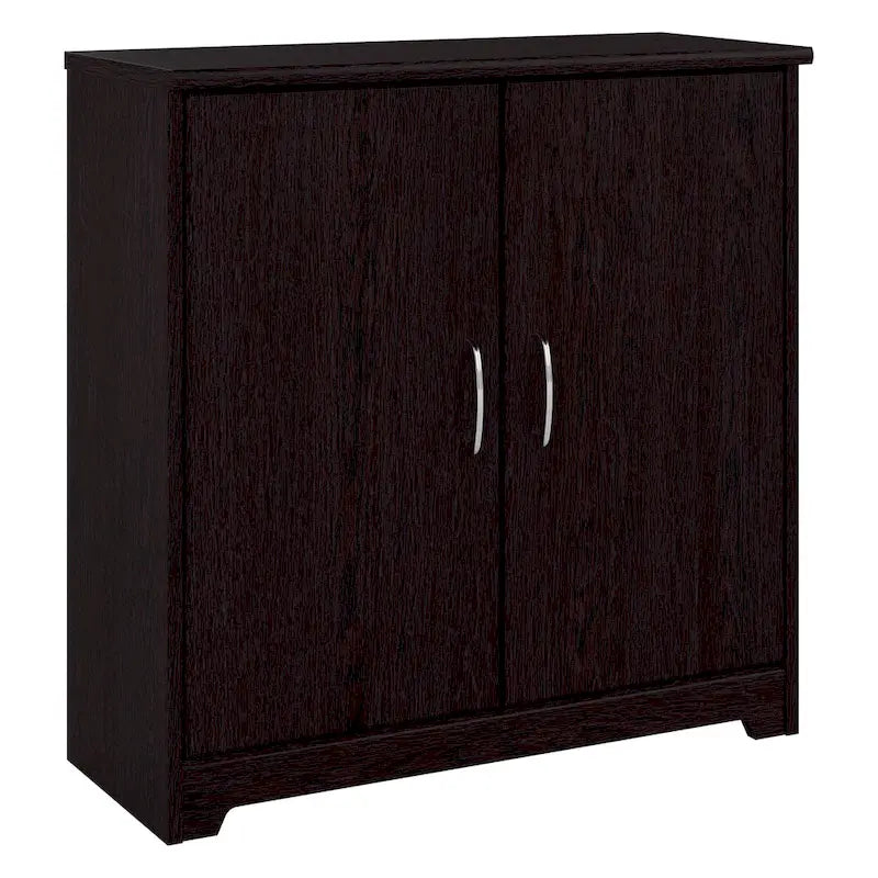 Petit meuble de rangement à 2 portes avec étagère réglable et poignées métalliques