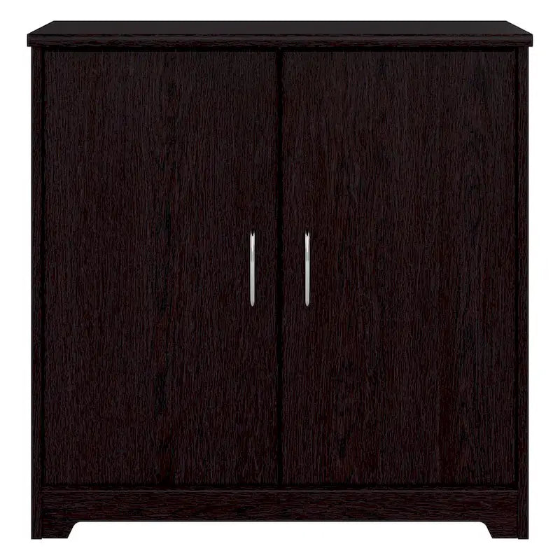 Petit meuble de rangement à 2 portes avec étagère réglable et poignées métalliques