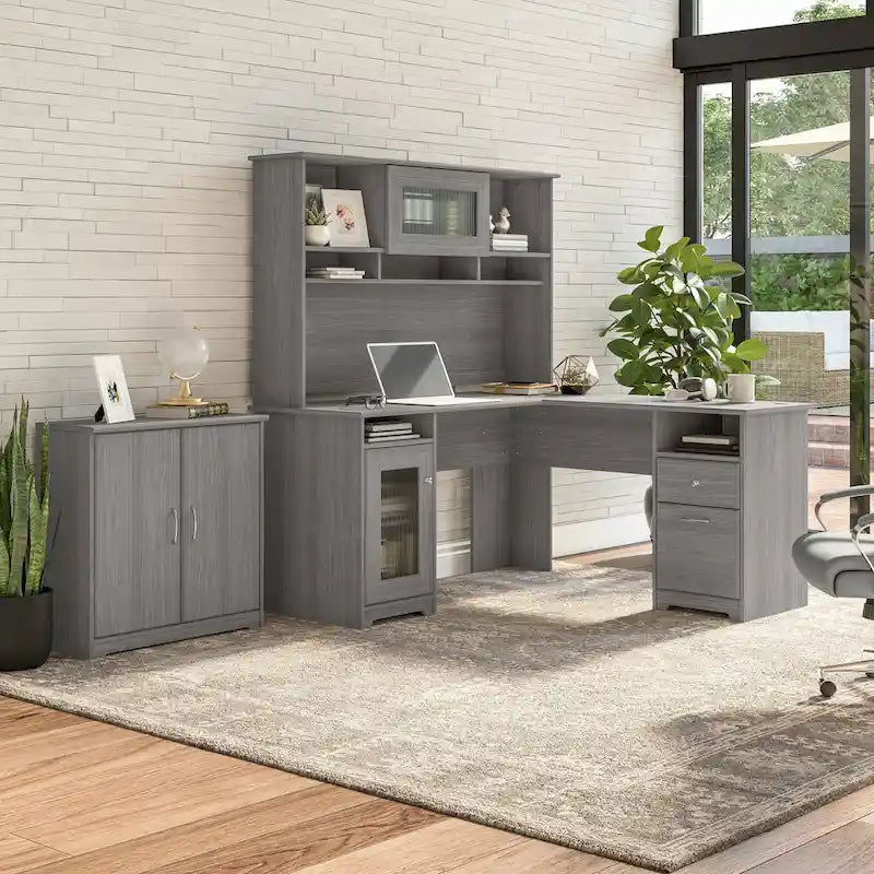 Petit meuble de rangement à 2 portes avec étagère réglable et poignées métalliques