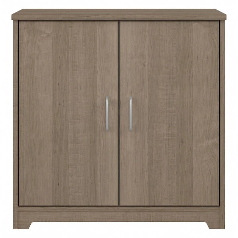 Petit meuble de rangement à 2 portes avec étagère réglable et poignées métalliques