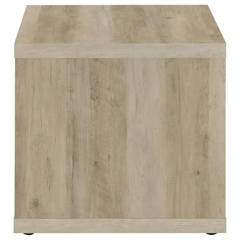 Table d'appoint carrée avec étagère ouverte en bois clair vieilli