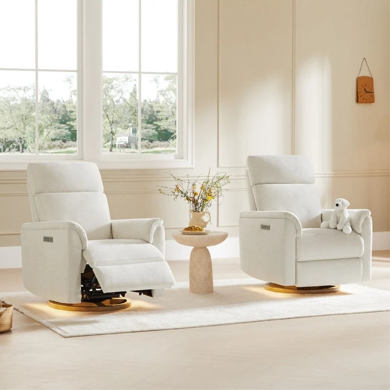 Fauteuil inclinable motorisé pour chambre de bébé avec veilleuse et ports USB
