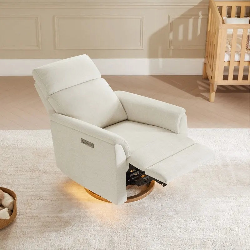 Fauteuil inclinable motorisé pour chambre de bébé avec veilleuse et ports USB