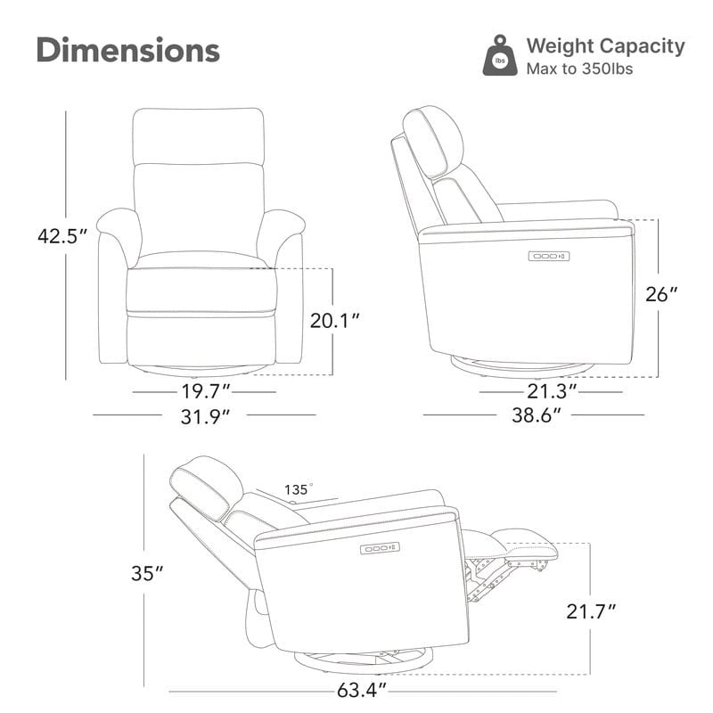 Fauteuil inclinable motorisé pour chambre de bébé avec veilleuse et ports USB