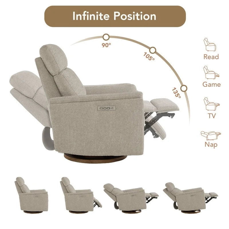 Fauteuil inclinable motorisé pour chambre de bébé avec veilleuse et ports USB