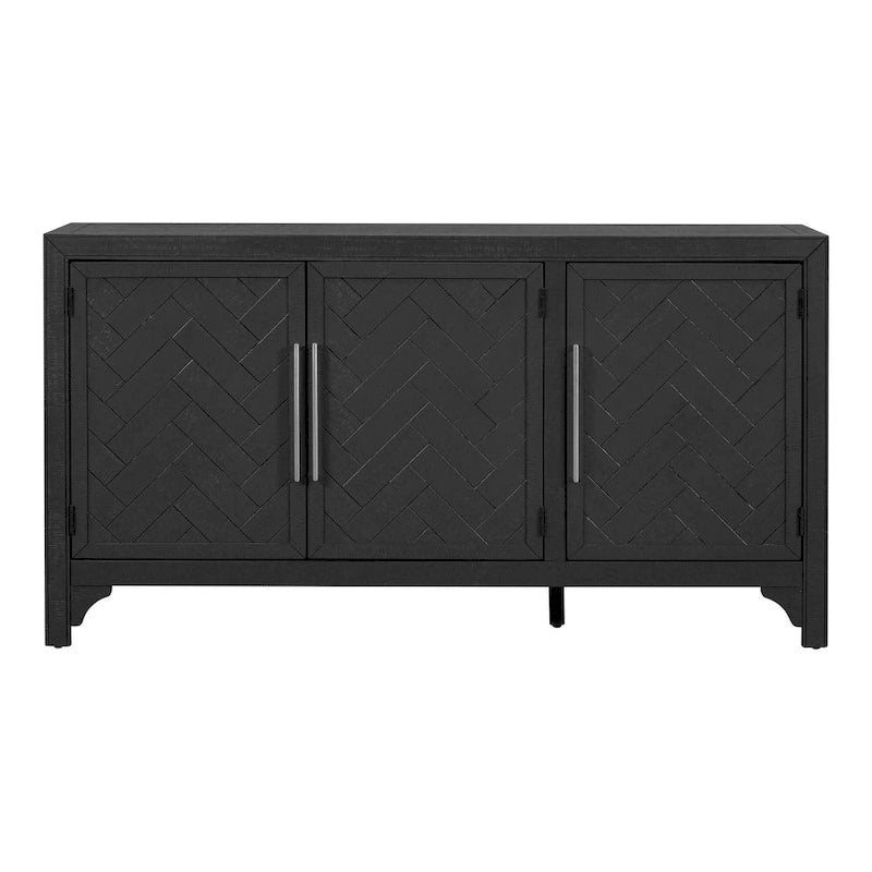 Bahut de rangement en bois de pin MDF avec étagères réglables, poignées en fer, bleu marine, gris, noir