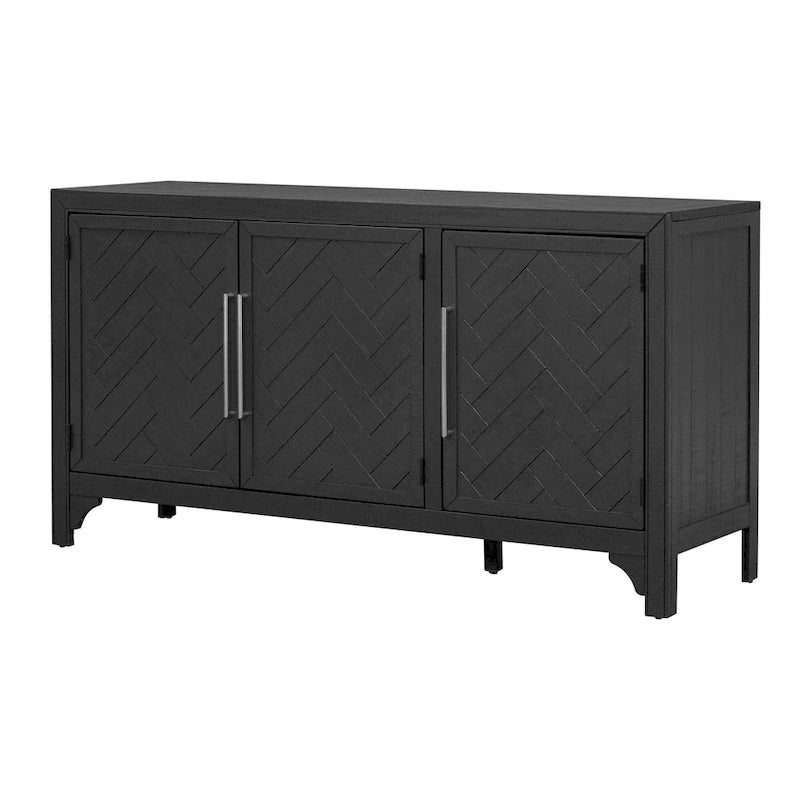 Bahut de rangement en bois de pin MDF avec étagères réglables, poignées en fer, bleu marine, gris, noir