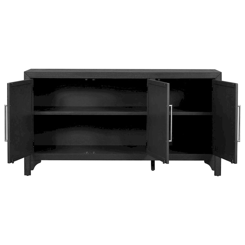 Bahut de rangement en bois de pin MDF avec étagères réglables, poignées en fer, bleu marine, gris, noir