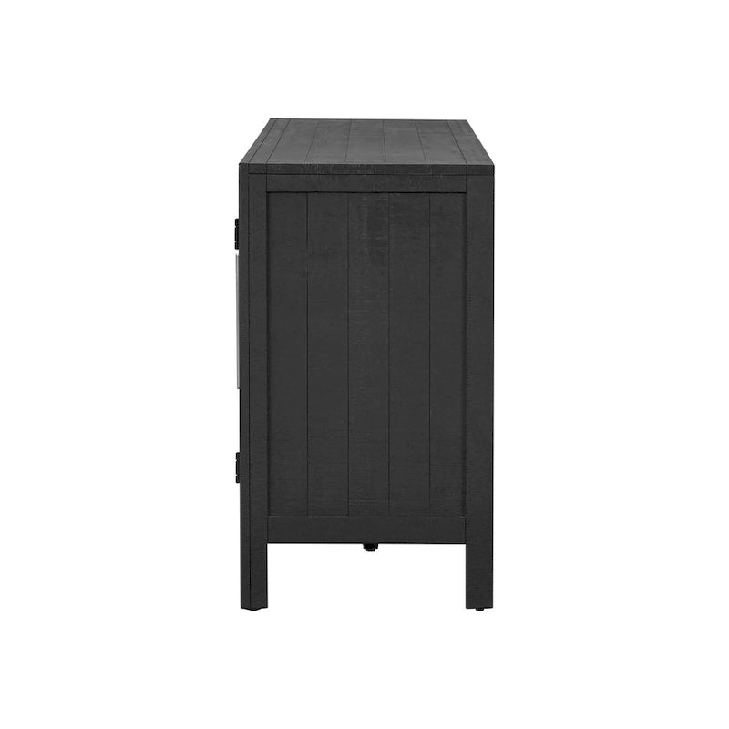 Bahut de rangement en bois de pin MDF avec étagères réglables, poignées en fer, bleu marine, gris, noir