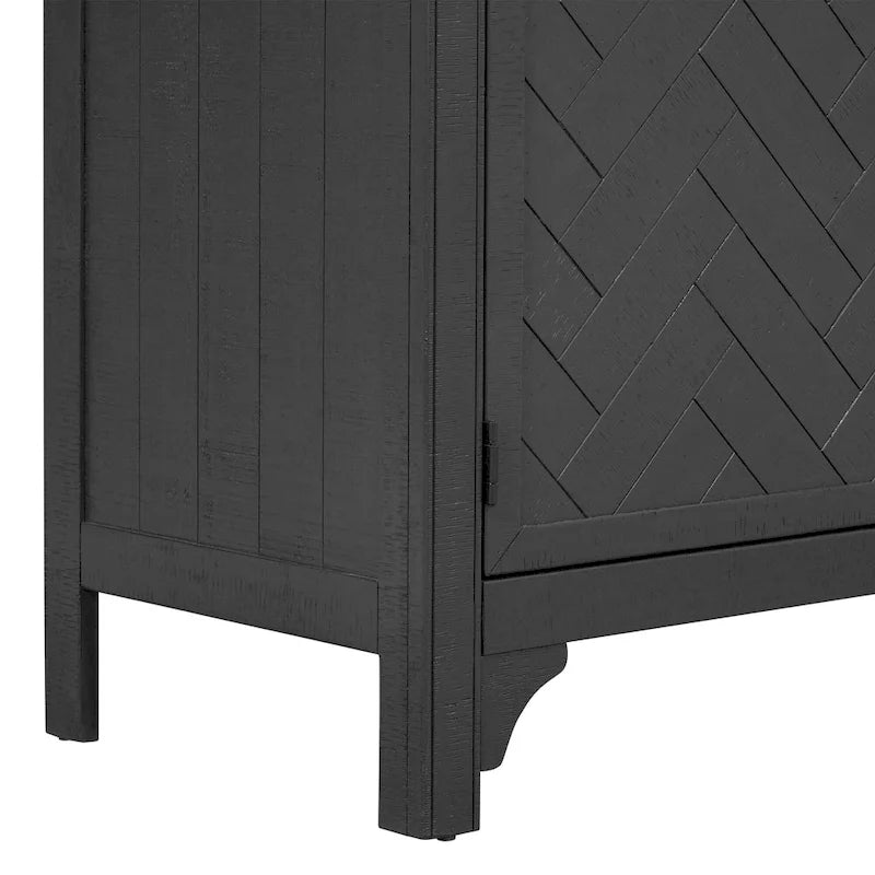 Bahut de rangement en bois de pin MDF avec étagères réglables, poignées en fer, bleu marine, gris, noir
