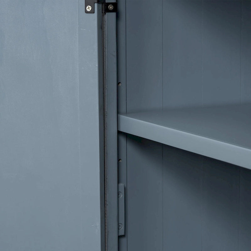 Bahut de rangement en bois de pin MDF avec étagères réglables, poignées en fer, bleu marine, gris, noir
