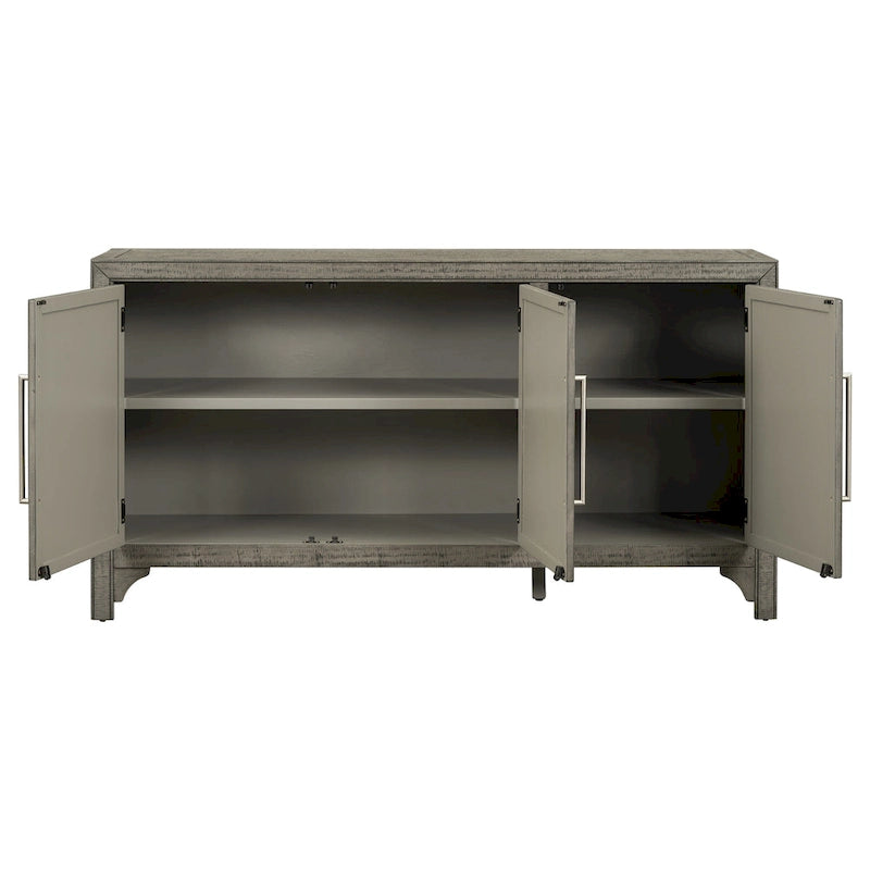 Bahut de rangement en bois de pin MDF avec étagères réglables, poignées en fer, bleu marine, gris, noir
