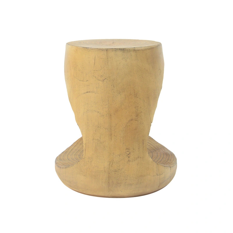 Table d'appoint ronde creuse MGO, finition grain de bois noir naturel, intérieur/extérieur