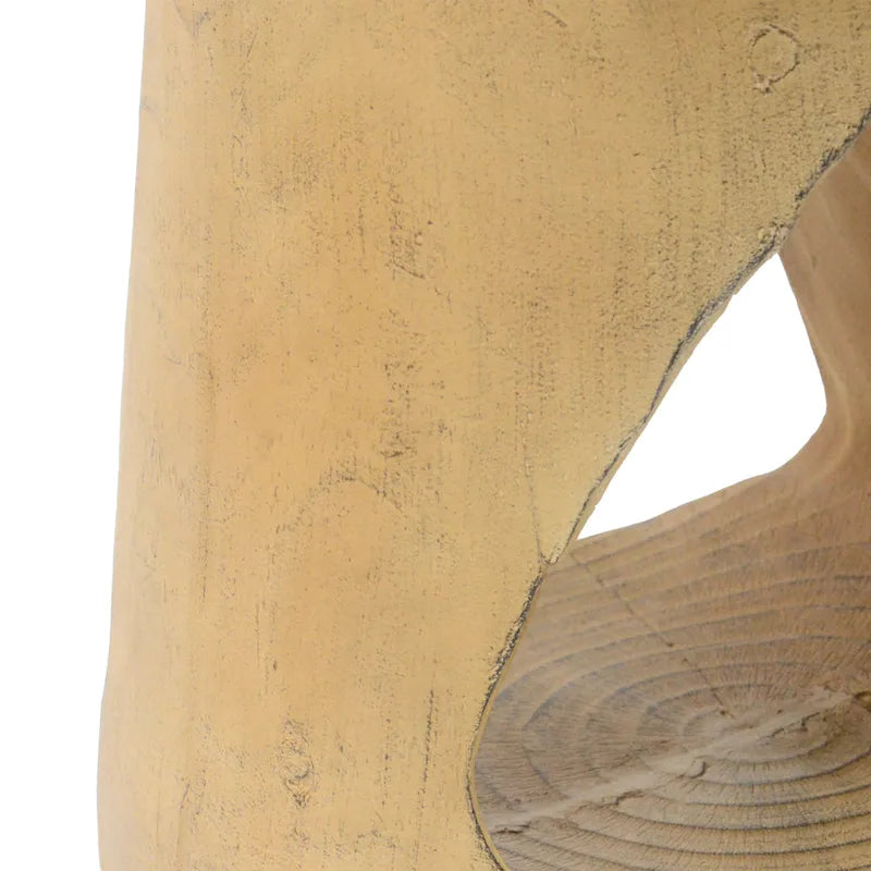 Table d'appoint ronde creuse MGO, finition grain de bois noir naturel, intérieur/extérieur