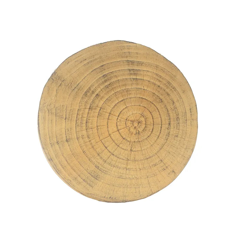 Table d'appoint ronde creuse MGO, finition grain de bois noir naturel, intérieur/extérieur