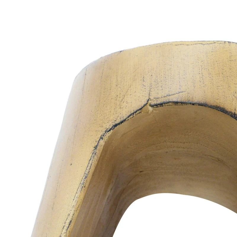Table d'appoint ronde creuse MGO, finition grain de bois noir naturel, intérieur/extérieur