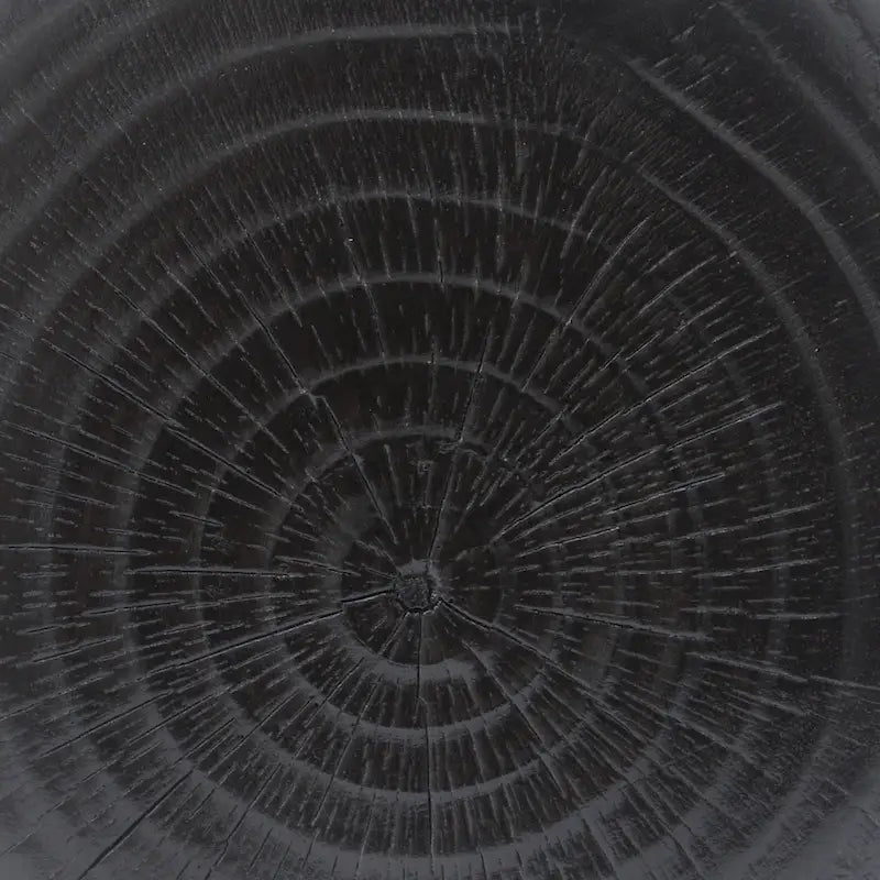 Table d'appoint ronde creuse MGO, finition grain de bois noir naturel, intérieur/extérieur