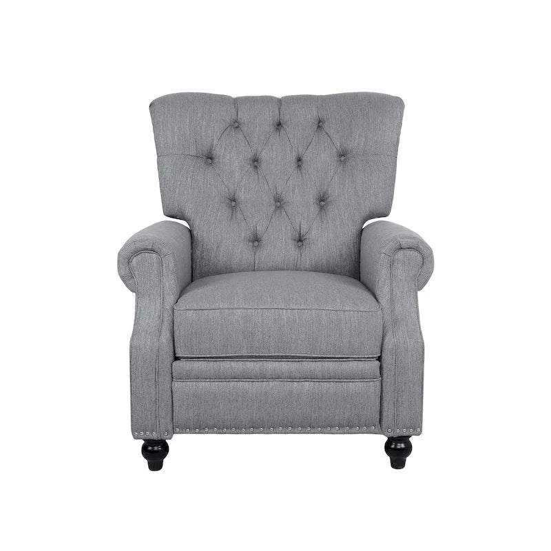 Fauteuil inclinable contemporain à dossier poussoir capitonné avec garniture cloutée