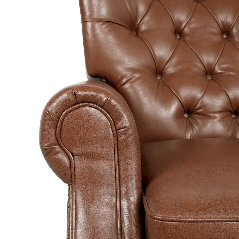 Fauteuil inclinable contemporain à dossier poussoir capitonné avec garniture cloutée