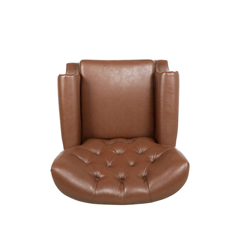 Fauteuil inclinable contemporain à dossier poussoir capitonné avec garniture cloutée