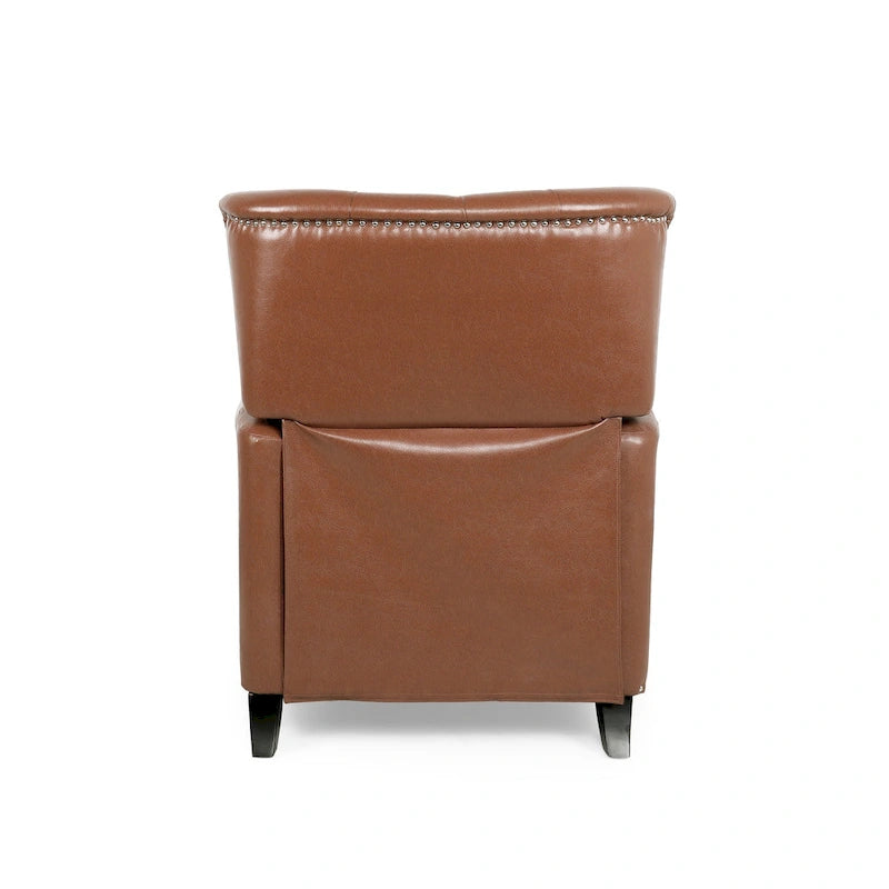 Fauteuil inclinable contemporain à dossier poussoir capitonné avec garniture cloutée