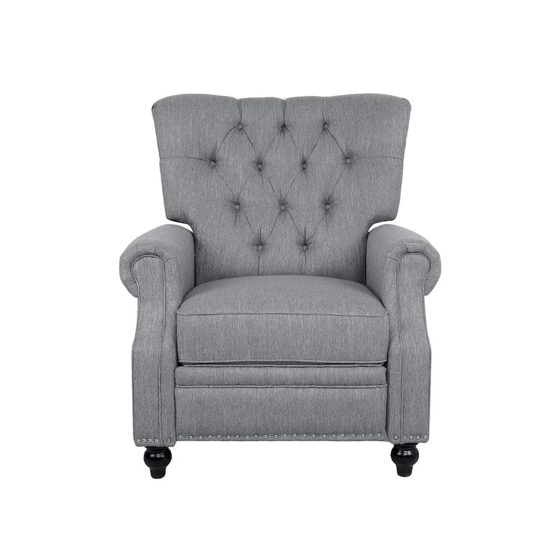 Fauteuil inclinable contemporain à dossier poussoir capitonné avec garniture cloutée