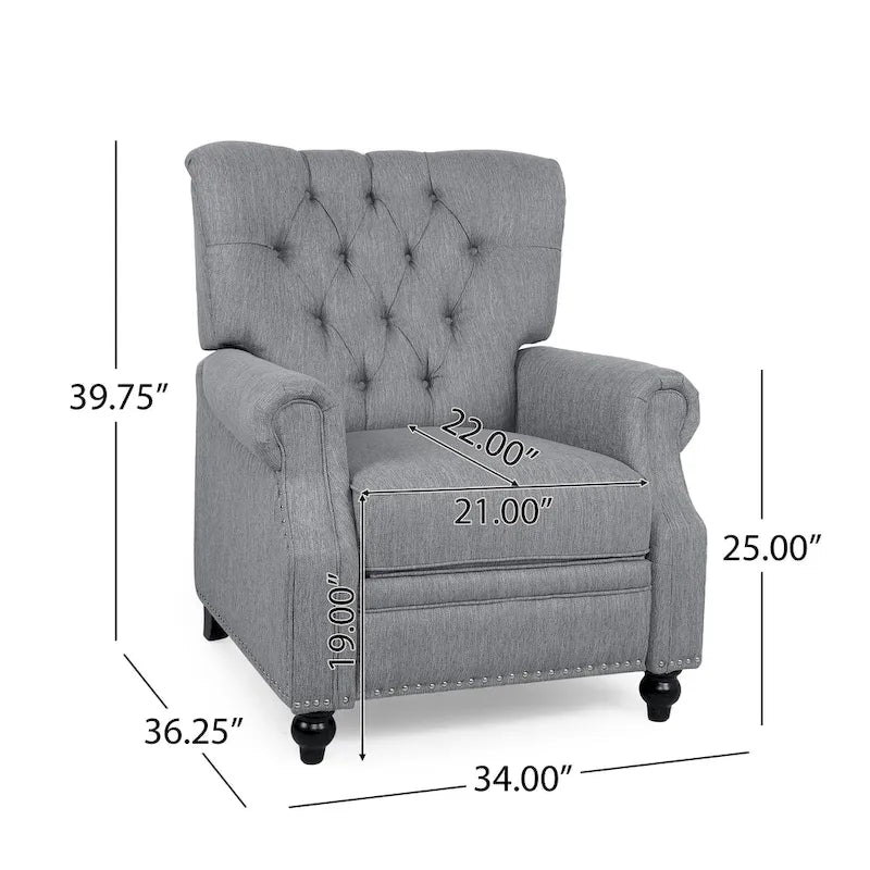 Fauteuil inclinable contemporain à dossier poussoir capitonné avec garniture cloutée