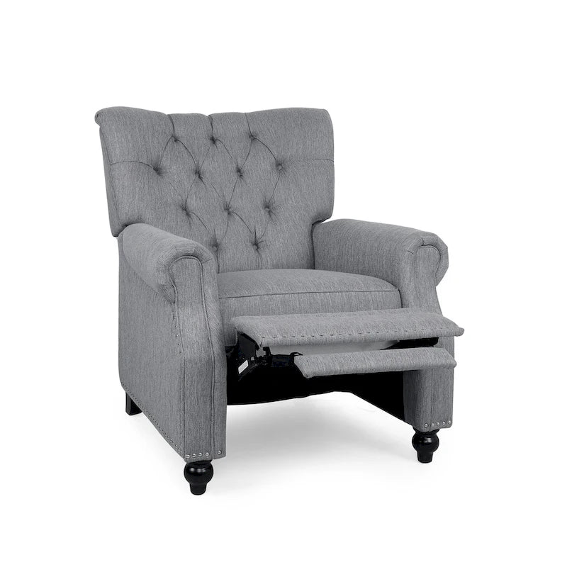Fauteuil inclinable contemporain à dossier poussoir capitonné avec garniture cloutée