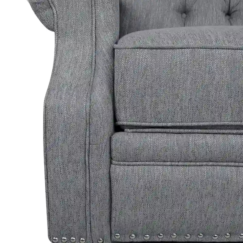 Fauteuil inclinable contemporain à dossier poussoir capitonné avec garniture cloutée