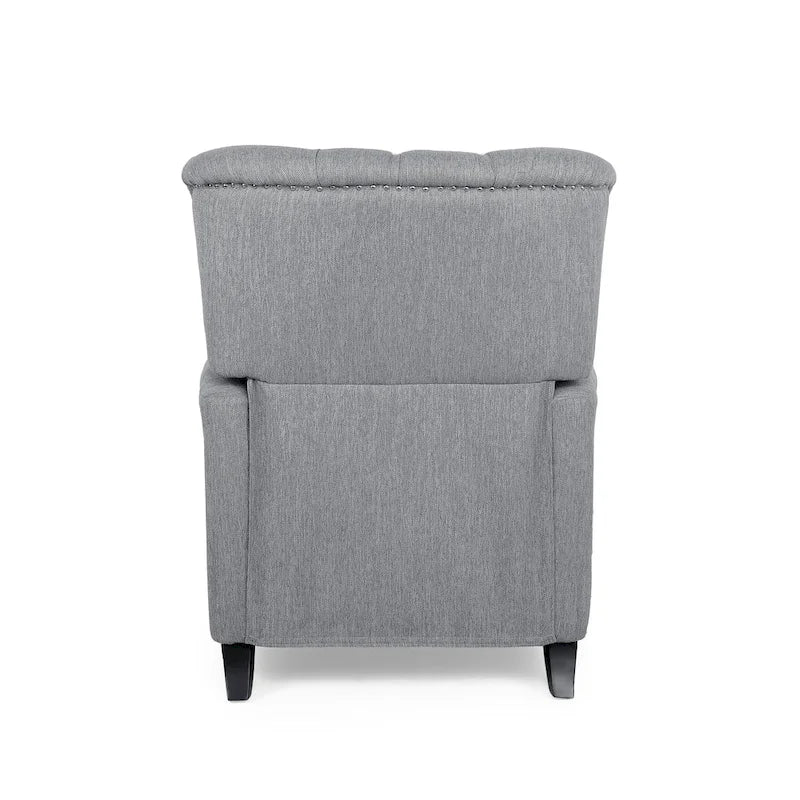 Fauteuil inclinable contemporain à dossier poussoir capitonné avec garniture cloutée