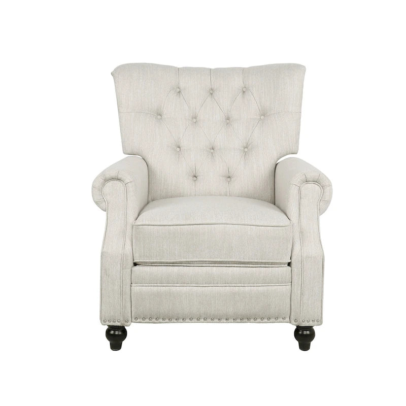Fauteuil inclinable contemporain à dossier poussoir capitonné avec garniture cloutée