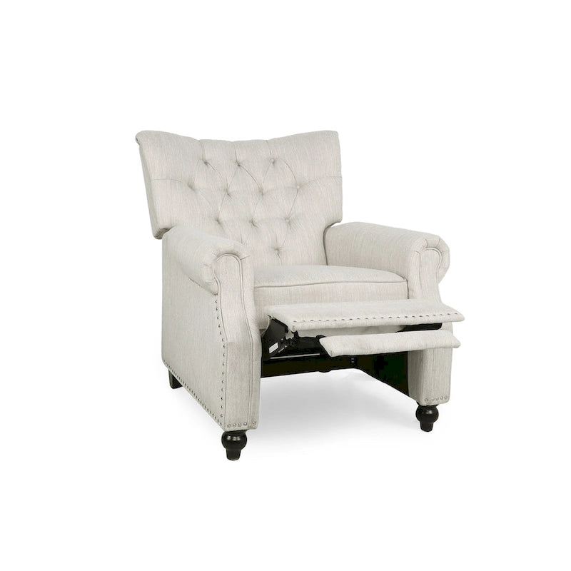 Fauteuil inclinable contemporain à dossier poussoir capitonné avec garniture cloutée