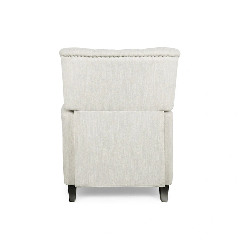 Fauteuil inclinable contemporain à dossier poussoir capitonné avec garniture cloutée
