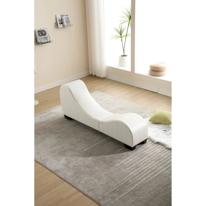 Chaise longue de yoga sans accoudoirs en similicuir pour salon noir et blanc