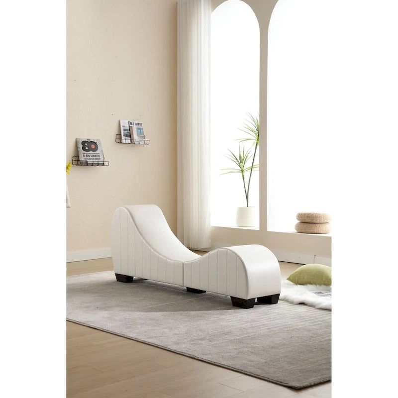 Chaise longue de yoga sans accoudoirs en similicuir pour salon noir et blanc