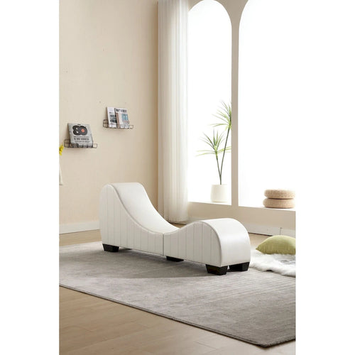 Chaise longue de yoga sans accoudoirs en similicuir pour salon noir et blanc