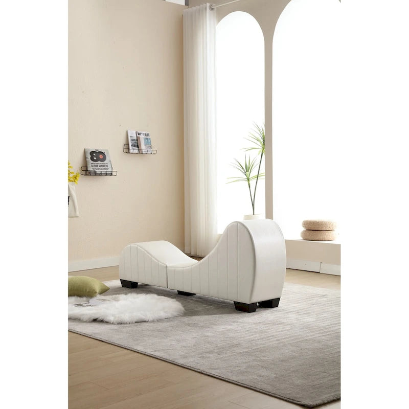 Chaise longue de yoga sans accoudoirs en similicuir pour salon noir et blanc
