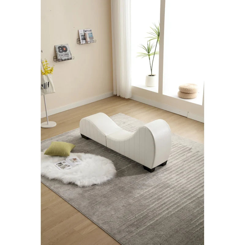 Chaise longue de yoga sans accoudoirs en similicuir pour salon noir et blanc