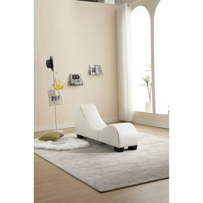 Chaise longue de yoga sans accoudoirs en similicuir pour salon noir et blanc