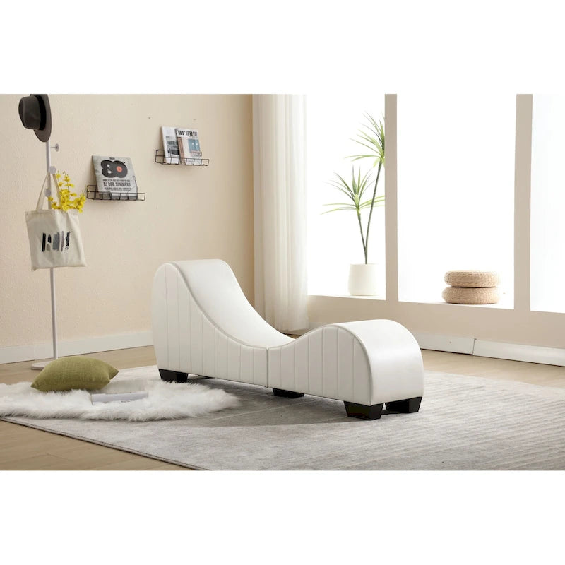 Chaise longue de yoga sans accoudoirs en similicuir pour salon noir et blanc