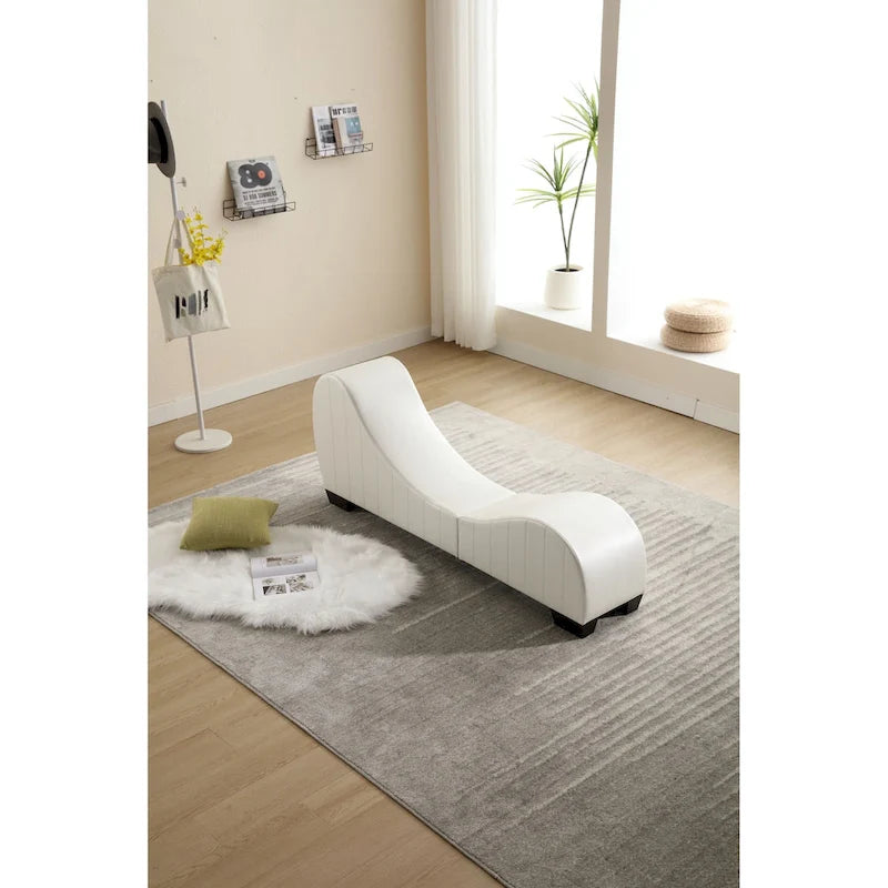 Chaise longue de yoga sans accoudoirs en similicuir pour salon noir et blanc