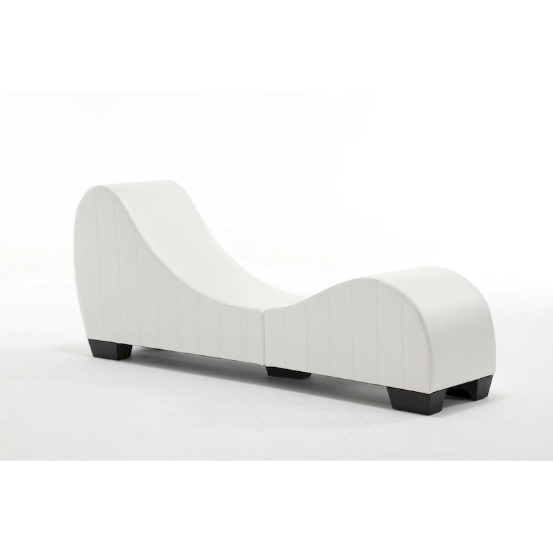 Chaise longue de yoga sans accoudoirs en similicuir pour salon noir et blanc