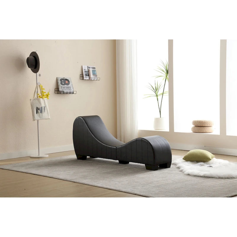 Chaise longue de yoga sans accoudoirs en similicuir pour salon noir et blanc