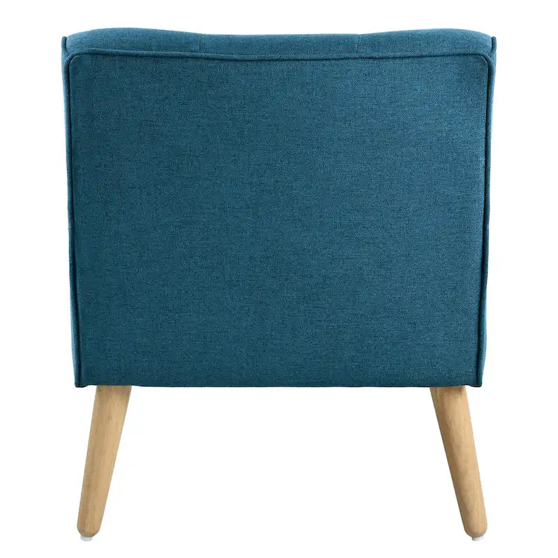 Fauteuil en tissu capitonné Mid-Century Modern avec pieds en bois naturel