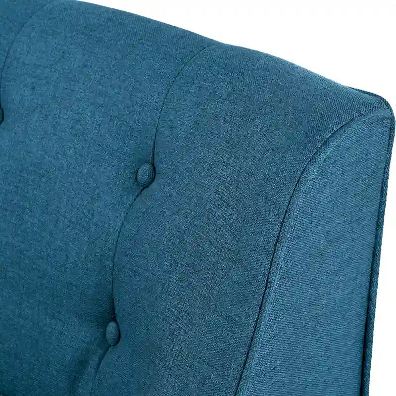 Fauteuil en tissu capitonné Mid-Century Modern avec pieds en bois naturel