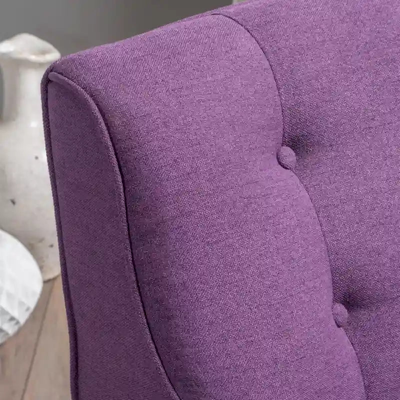 Fauteuil en tissu capitonné Mid-Century Modern avec pieds en bois naturel