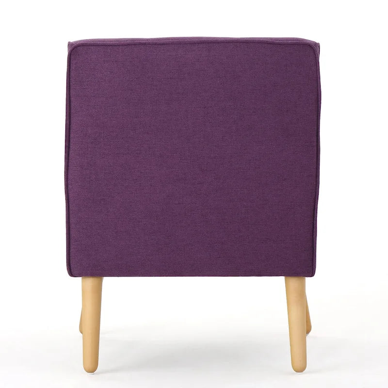 Fauteuil en tissu capitonné Mid-Century Modern avec pieds en bois naturel